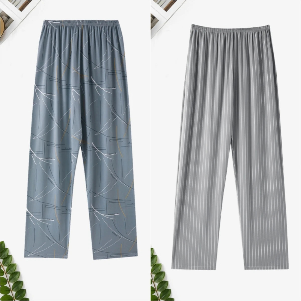 Pajama Pants Men's Spring and Autum Trousers Casual Trousers Autum and Winter Thin Home Trousers Long Loose Home Trousers