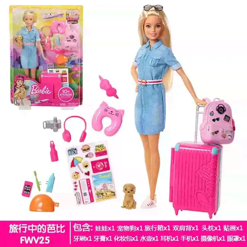 Barbie Mabuli Traveler Toy Set for Girls Authentic Pretend Play Educational Fun Dolls Collection Birthday Gift for Children