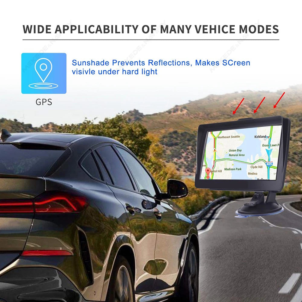 MEKEDE New Europe Car GPS Navigation 7 Inch 9 Inch Touch Screen GPS Navigator Truck Sunshade Sat Navi Map GPS Navigators
