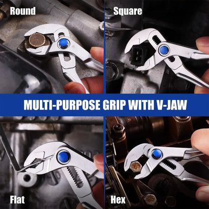 Groove Joint Pliers Mini Water Pump Pliers Fast Adjustable Tongue and Groove Pliers with Push-Lock V-Jaw for Multi-Surface Grip