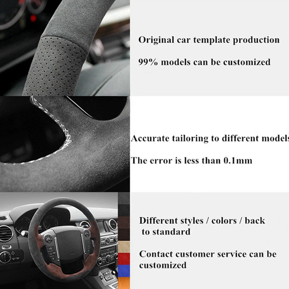 Non-Slip Suede Leather Car Steering Wheel Braid For Seat Ibiza 6J Mii 2012-2020 Hand Sewing Car Steering Wheel Cover