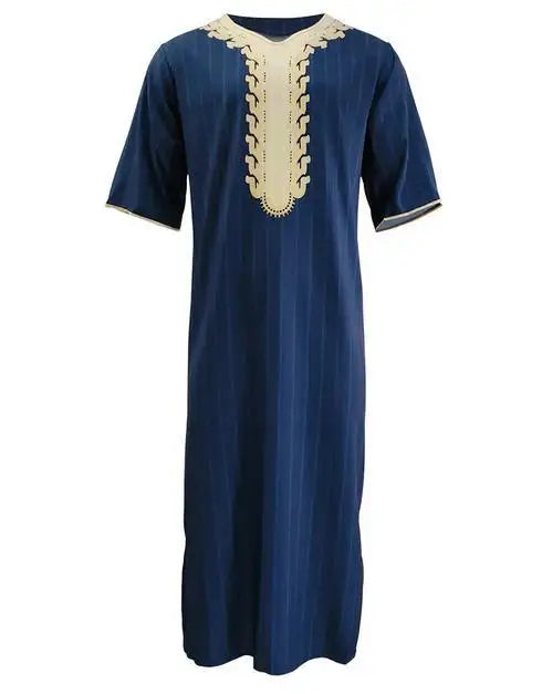 Men's Summer Islamic Robe 2026 Loose Moroccan Kaftan 3D Digital Print Middle East Traditional Muslim Thobe for Cultural Events