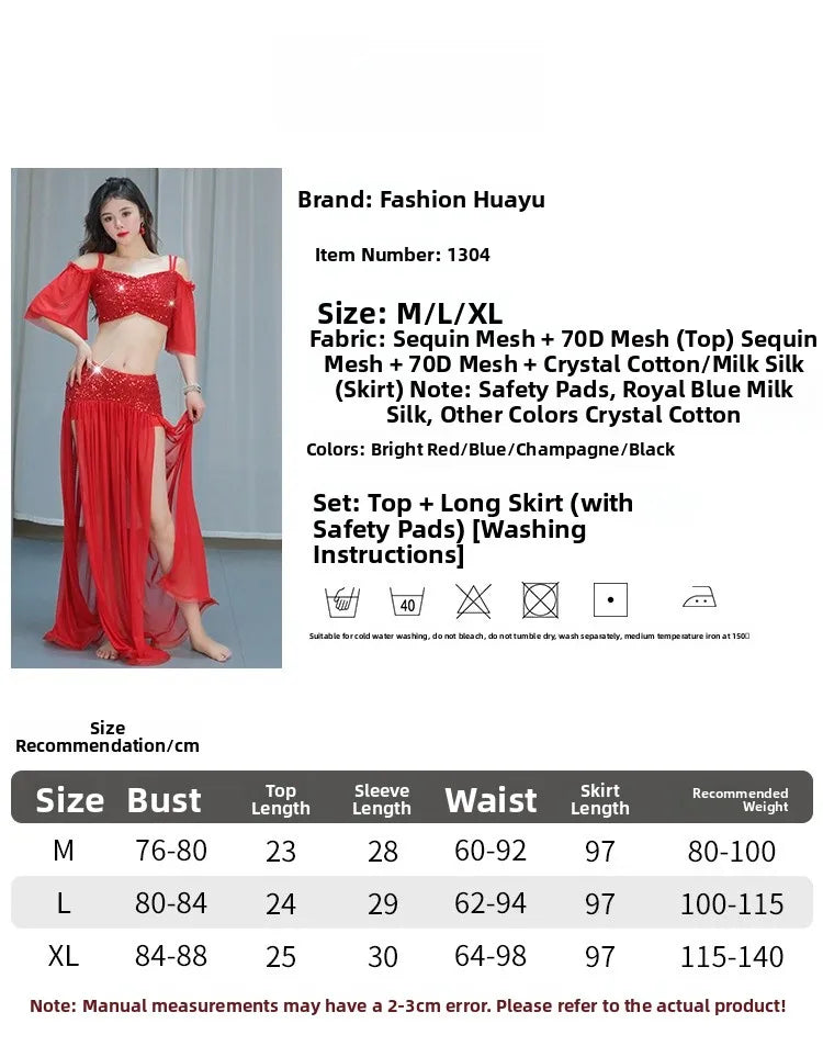 Sexy Sequin Belly Dance Costume 2025 Summer New Arrival High-End Practice Suit Performance Ethnic Dancewear Chinese Manufacturer