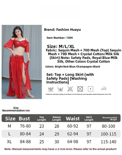 Sexy Sequin Belly Dance Costume 2025 Summer New Arrival High-End Practice Suit Performance Ethnic Dancewear Chinese Manufacturer