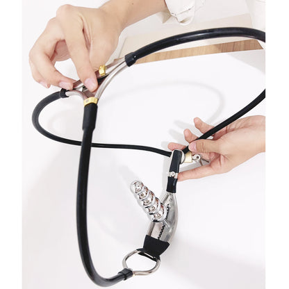 LILUPLAY Female Invisible Chastity Belt Stainless Steel Adjustable BDSM Slave Underwear with Vaginal Plug