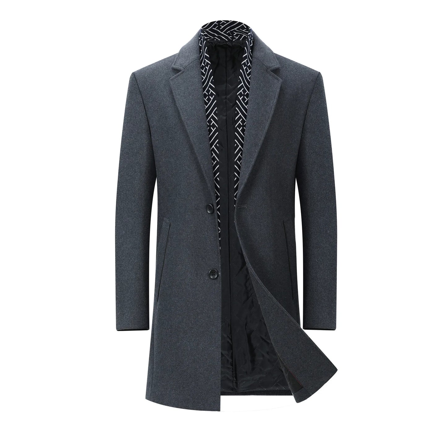 2026 Spring Man Trench Coat Turn Down Collar Striped Patchwork Male Overcoat Mid Length Single-breasted Business Men Outerwear