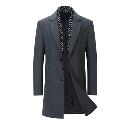 2026 Spring Man Trench Coat Turn Down Collar Striped Patchwork Male Overcoat Mid Length Single-breasted Business Men Outerwear