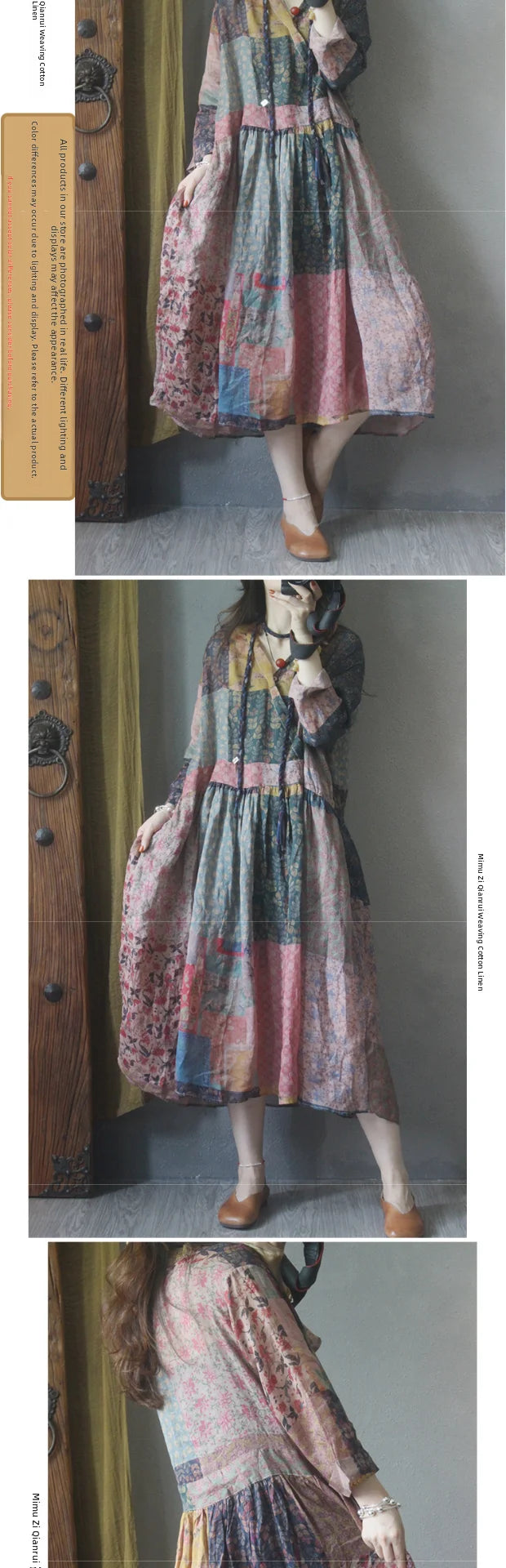 Retro Stylish Loose Linen Dress Women's A-Line Long Skirt Summer New Style Slimming Ethnic Style V-Neck Sleeveless Dress