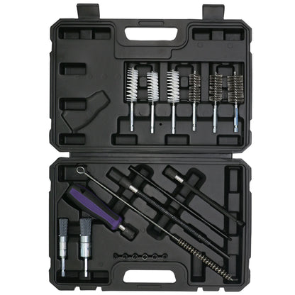 19Pcs Cylinder Heads Cleaning Kit Diesel Injector Seat Brush Tool Rust Resistant Sturdy Universal Fit for Vehicle Maintenance