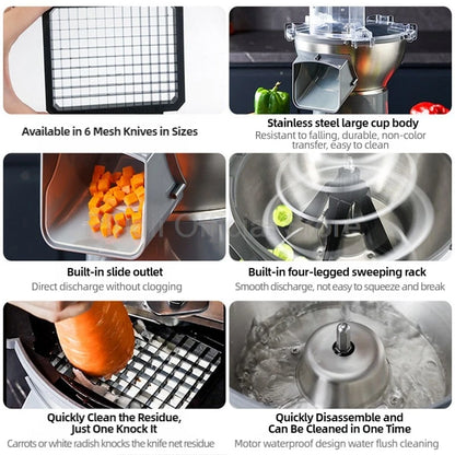 M1 Commercial Electric Vegetable Dicer Multifunctional Food Processor Compact Chives Scallion Slicer for Kitchen Restaurant Home