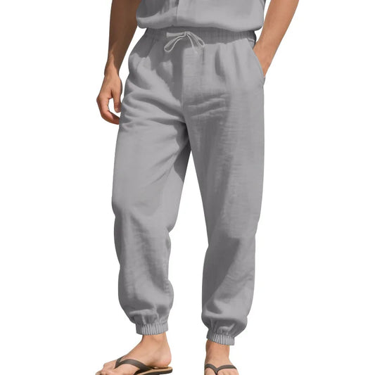 Harem Pants Cotton Linen Yoga Trousers Men Solid Color Sweatpants Joggers Sport Male Casual Gym Man Hiking Baggy Work Pants