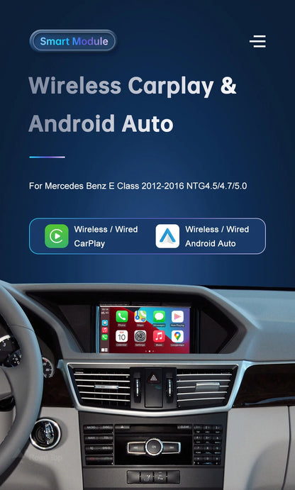 Road Top Wireless CarPlay for Mercedes Benz E-Class W212 E Coupe C207 NTG4.5/4.7/5.0 2011-2015 with Airplay Android Auto