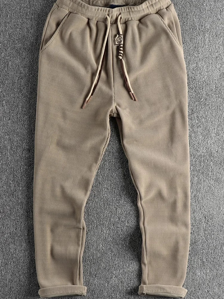 915# Autumn New American Retro Chenille Knitted Sweatpants Men's Simple Heavyweight Loose Straight Casual Sports Youth Pants