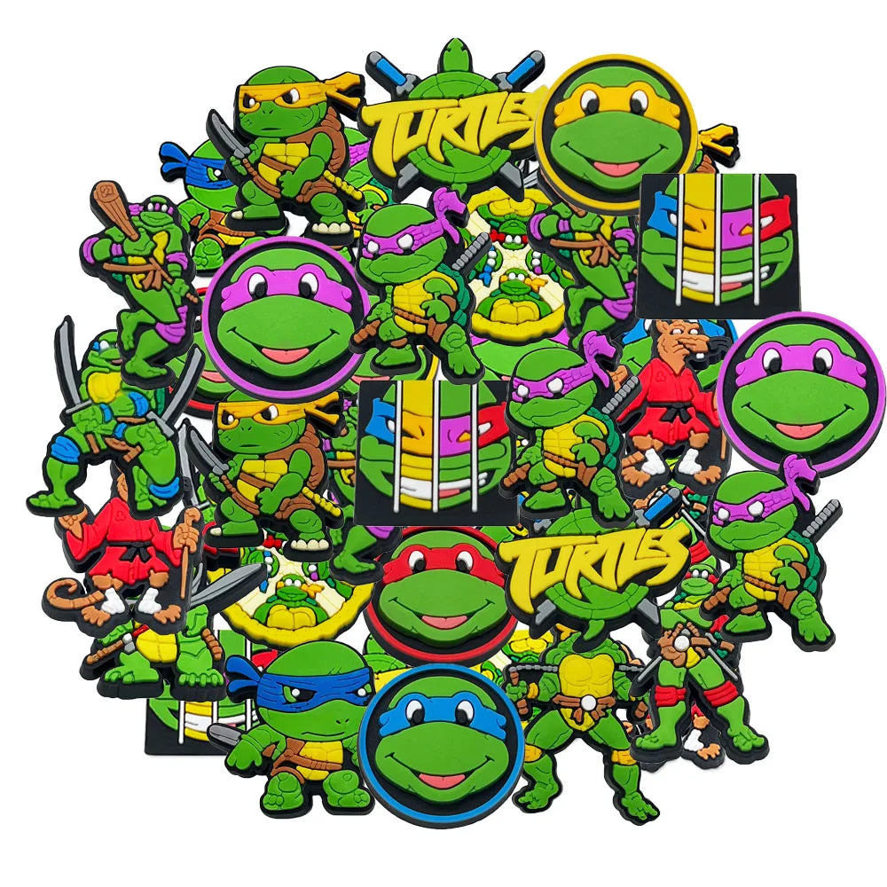 16-100PCS Green Cartoon Shoe Charms For Clogs Diy Shoe Decorations Accessories PVC Buckle Decorate Boy Birthday Party Gift