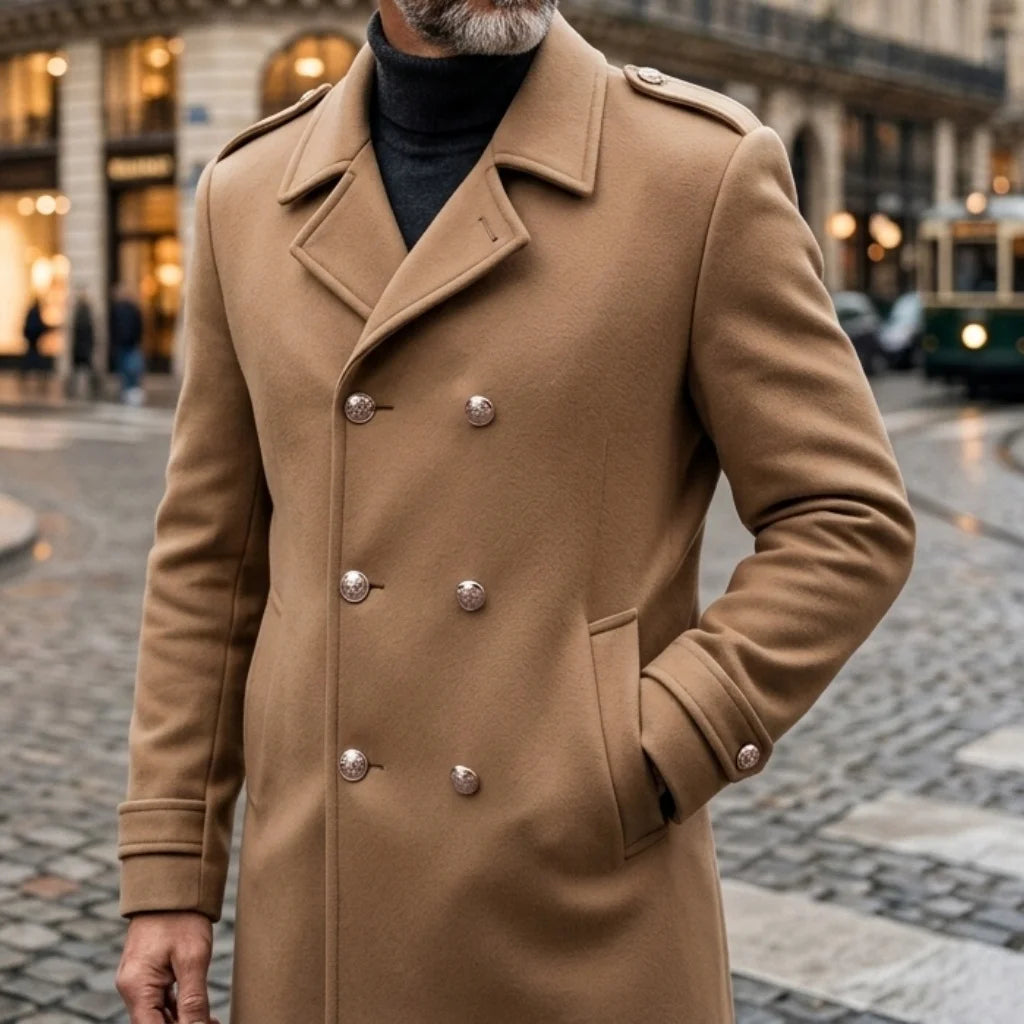 New Winter Men's Double-Breasted Trench Coat | Streetwear Business-Casual Style Warm Windproof Outdoor Jacket Personality Design