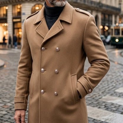 New Winter Men's Double-Breasted Trench Coat | Streetwear Business-Casual Style Warm Windproof Outdoor Jacket Personality Design