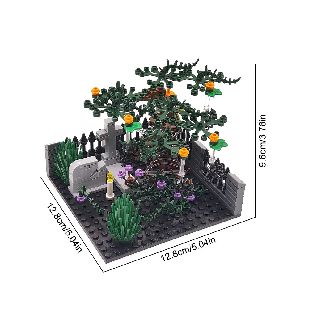 MOC Halloween Haunted House Building Block Toy Set DIY Assembly Horror Cemetery Scene Building Combination Party Decoration Gift