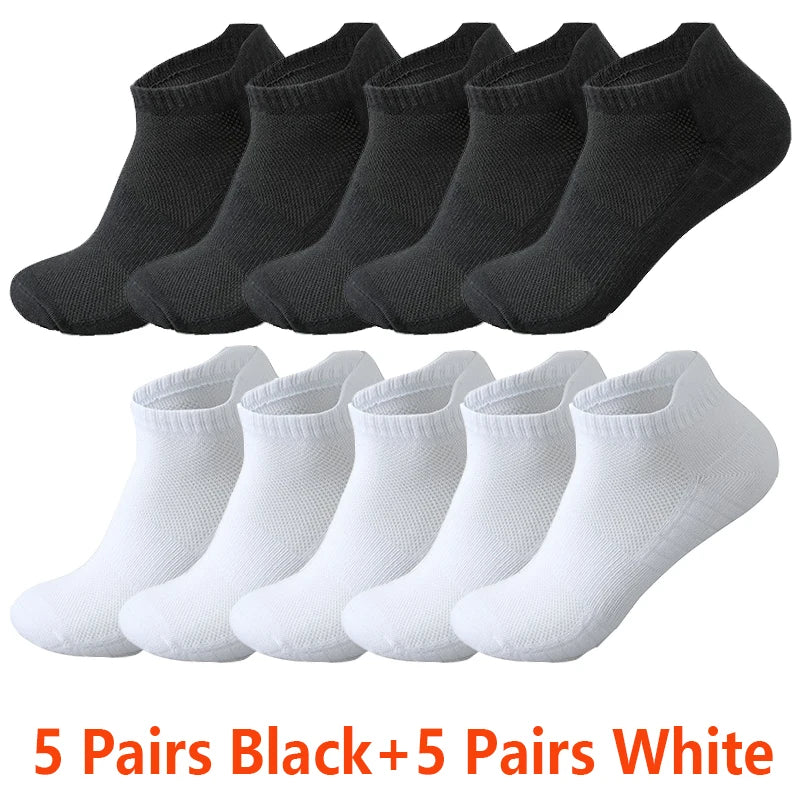 10/20 Pairs Ankle Socks Men Women Breathable Mesh Cotton Socks Running Sports Solid Color Boat Socks Couple Student Ear thletic