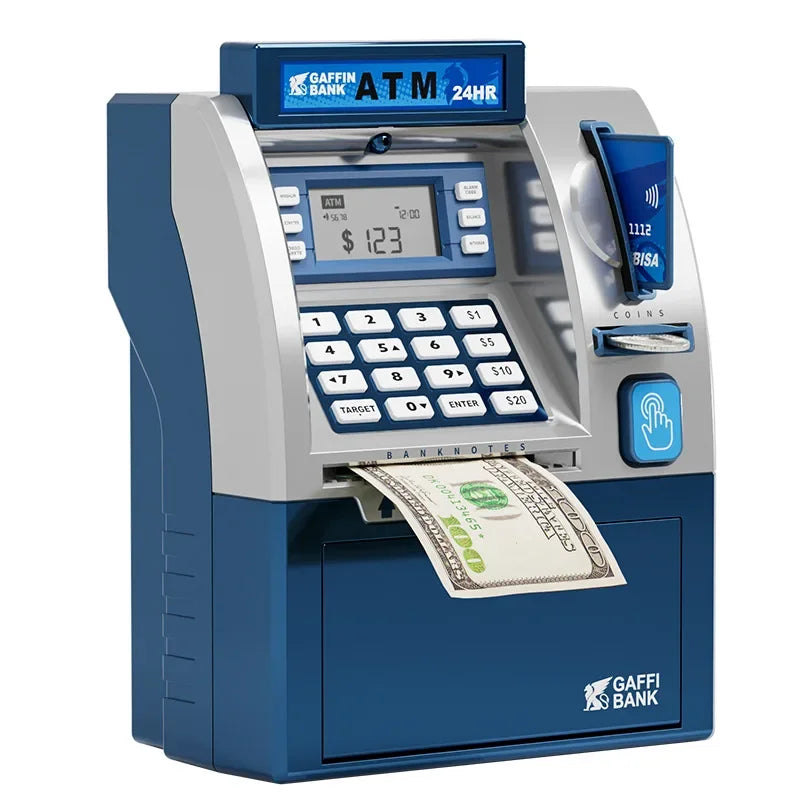 Kids Piggy Bank Saving Money Box ATM Bank Smart Credit Card Coin Cash Counting Automatic Roll Banknote Safe Piggy Bank Toy Gifts