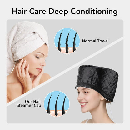 10 Levels Electric Hair Heating Cap Waterproof 3 Timer Hair Steamer Cap Thermal Treatment Hat SPA Nourishing Hair Styling Care