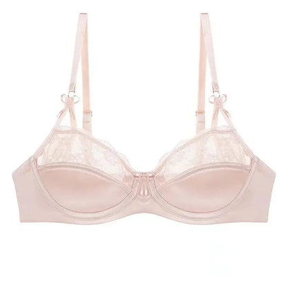 Thin Lace French Bra Set Women Minimizer Push Up Anti-Sagging Back Smoothing Side Support Comfort Sexy Daily Lingerie S-XL 32-38