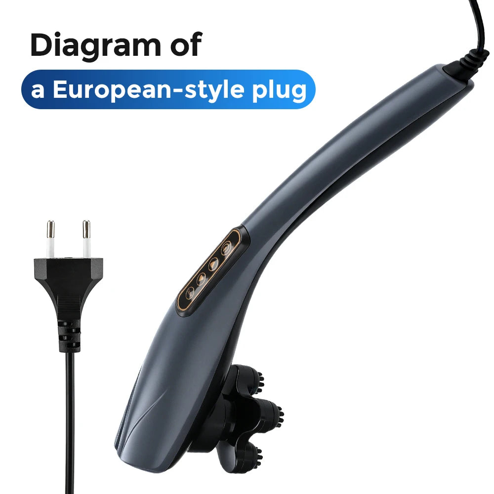 Handheld Percussion Massager, Corded Deep Tissue Body Massager for Back Neck & Shoulders, 12 Modes, 10 Speeds, 6 Heads, Gift