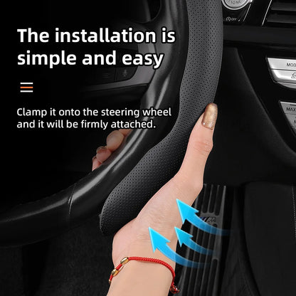 Suitable for Leapmotor Breathable Leather Steering Wheel Cover with Segmented Quick-Release Design, Non-Slip and Durable, for Models T03 C10 B10 B05 B03X C16 C11 C01, Etc., in Black, Bright Red, and Green