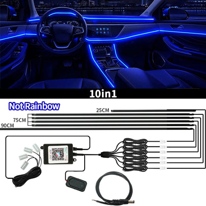 Led Car Ambient Lights 213 64 Color RGB Symphony Streamer Bluetooth Rainbow Interior Acrylic Strips Auto Atmosphere Lamp Kit