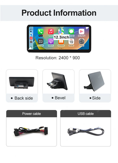 2400×900 12.3“ Ultra-thin Multimedia Touchscreen Wireless CarPlay Android Auto For Mercedes-Benz W205 X253 GLC C Class W447 BT