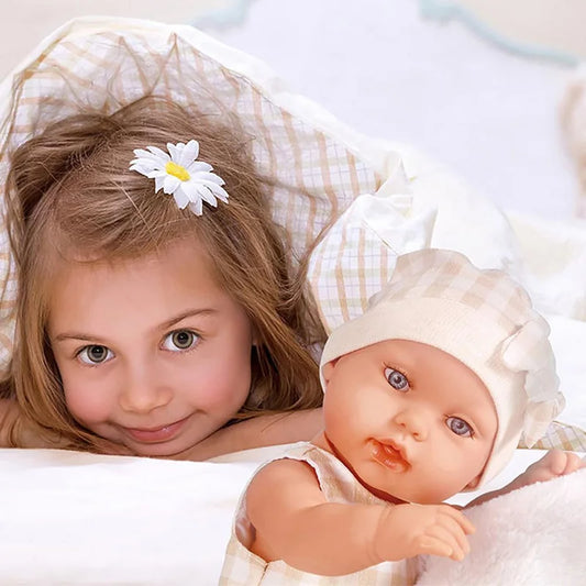 14inch 35cm Baby Doll with Clothes Cute Rabbit with Sleeping Basket Bebe Reborn Doll Kids Soothing Newborn Doll Girls Gift