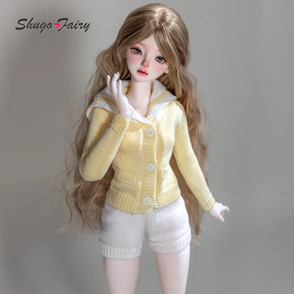 BJD Doll 1/4 Sadie E ShugaFairy Resin FullSet Summer Sailor Collar Knit Top Sweet School DailyWear Articulated Ball Jointed Doll