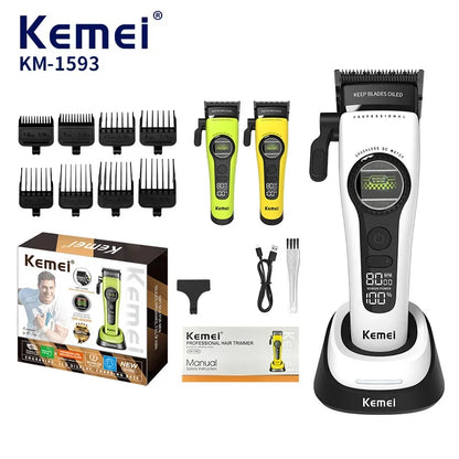 Komei Professional Hair Clipper F1 - Super Motor with External Brushless Trimmer, Men's Electric Shaver KM-1593