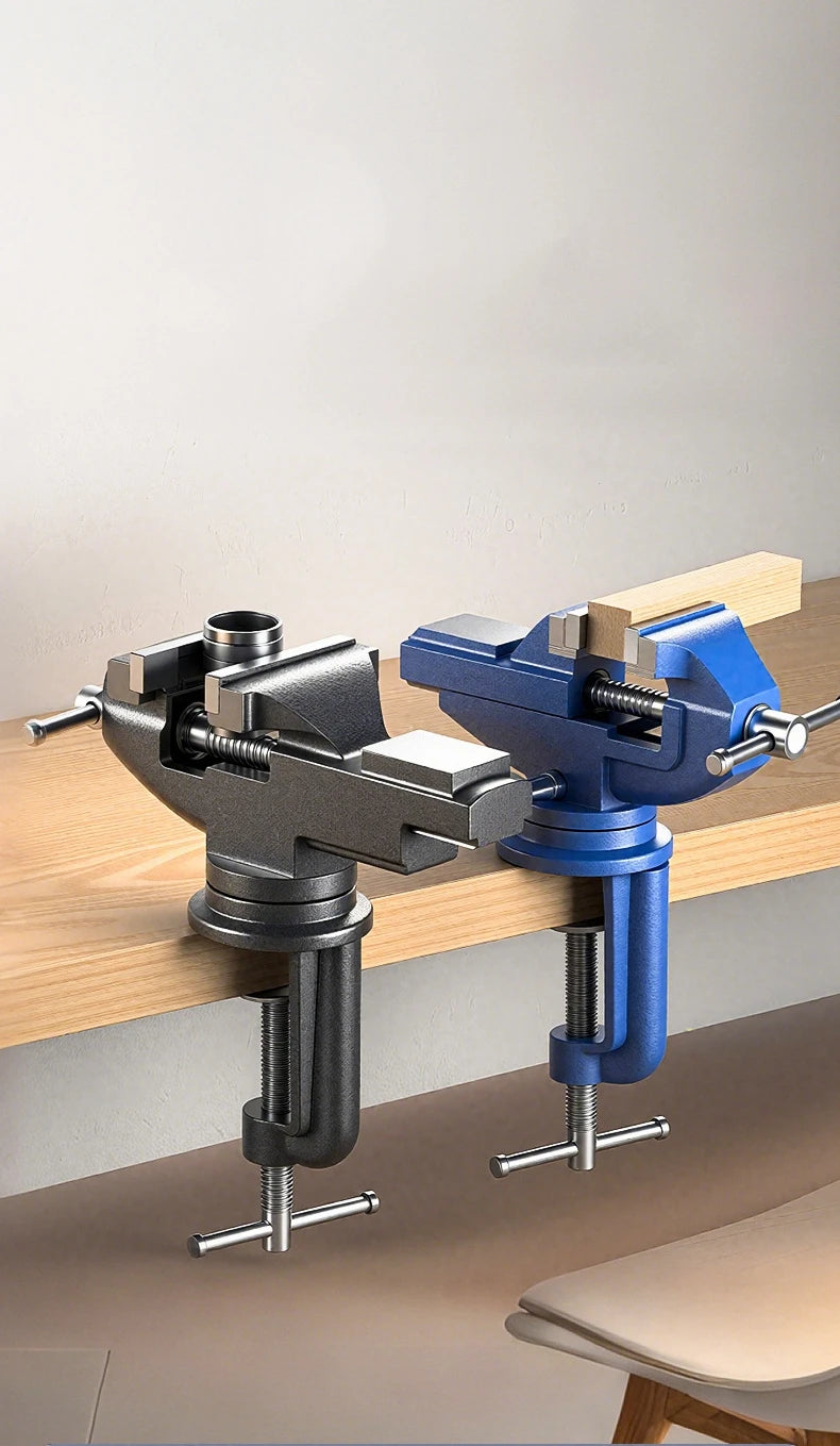 Universal Table Vise Multi-functional Portable 360° Swivel Base Clamp On Vice/Table Vise For Woodworking, Cutting Conduit, Drill