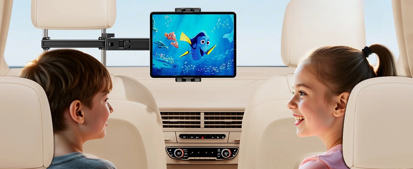 Tablet Holder for Car Headrest 3 in 1 Sturdy upgrade Extension Arm Adjustable iPad Car Mount for BackSeat
