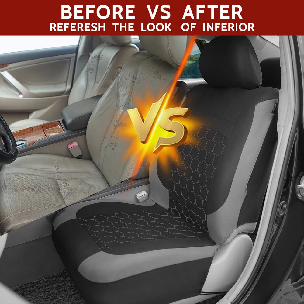 AUTOKING Football Embroidery Car Seat Covers Polyester Fabric Honeycomb Seat Covers Universal Fit Most Car Suv Truck