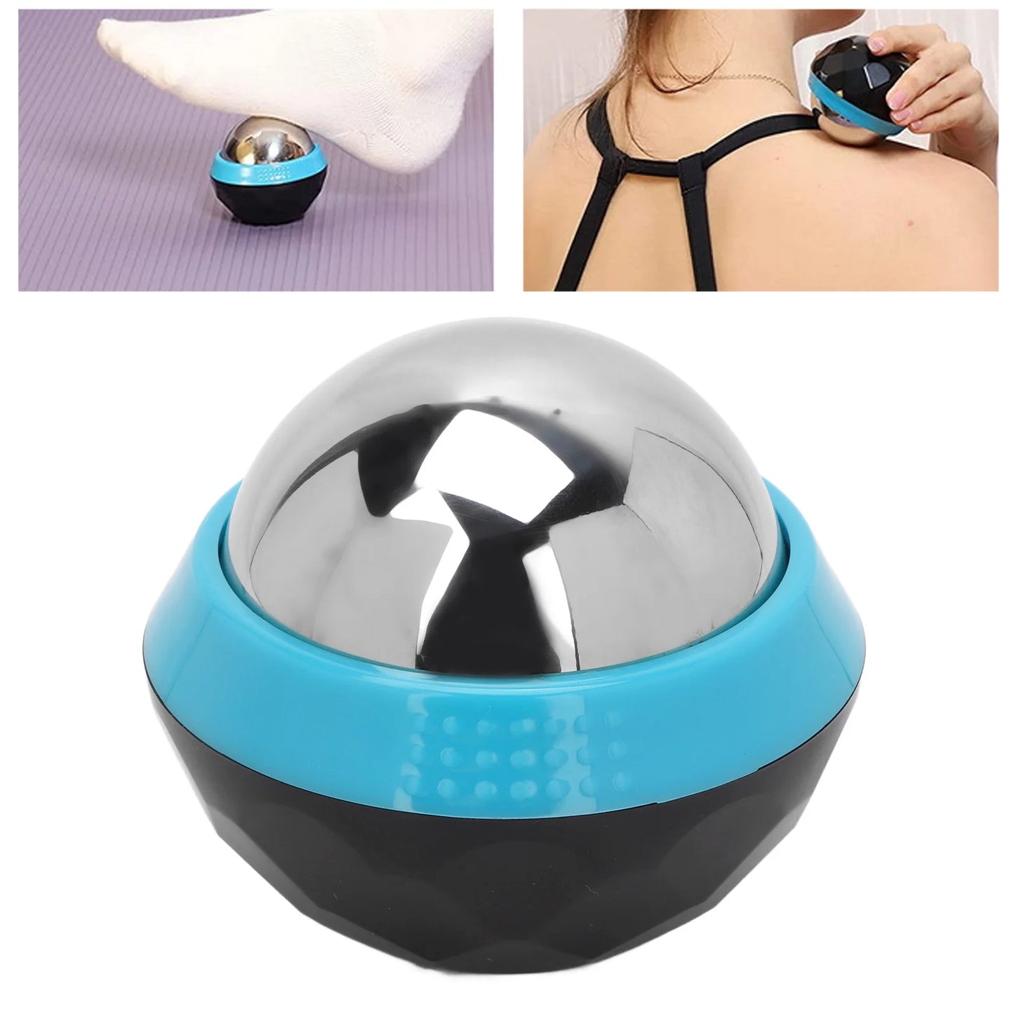 Cold Massage Roller Ball Handheld Heat Relief Stainless Steel Rolling Ice Ball Blue Black Cold Compress Massage Ball