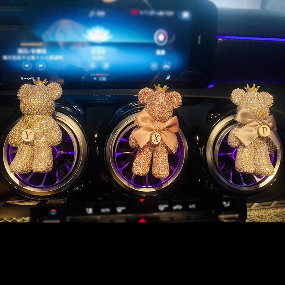 Creative Crown Diamond Cute Bear Car Fragrance Perfume Clip Air Outlet Aroma Air Fresher Decoration Accessories Aromatherapy