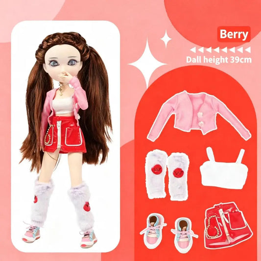Fashion Doll Original 5-inch BJD Doll: Beiji Dihua'er Cute Art Figure with Articulated Joints and Doll Clothes