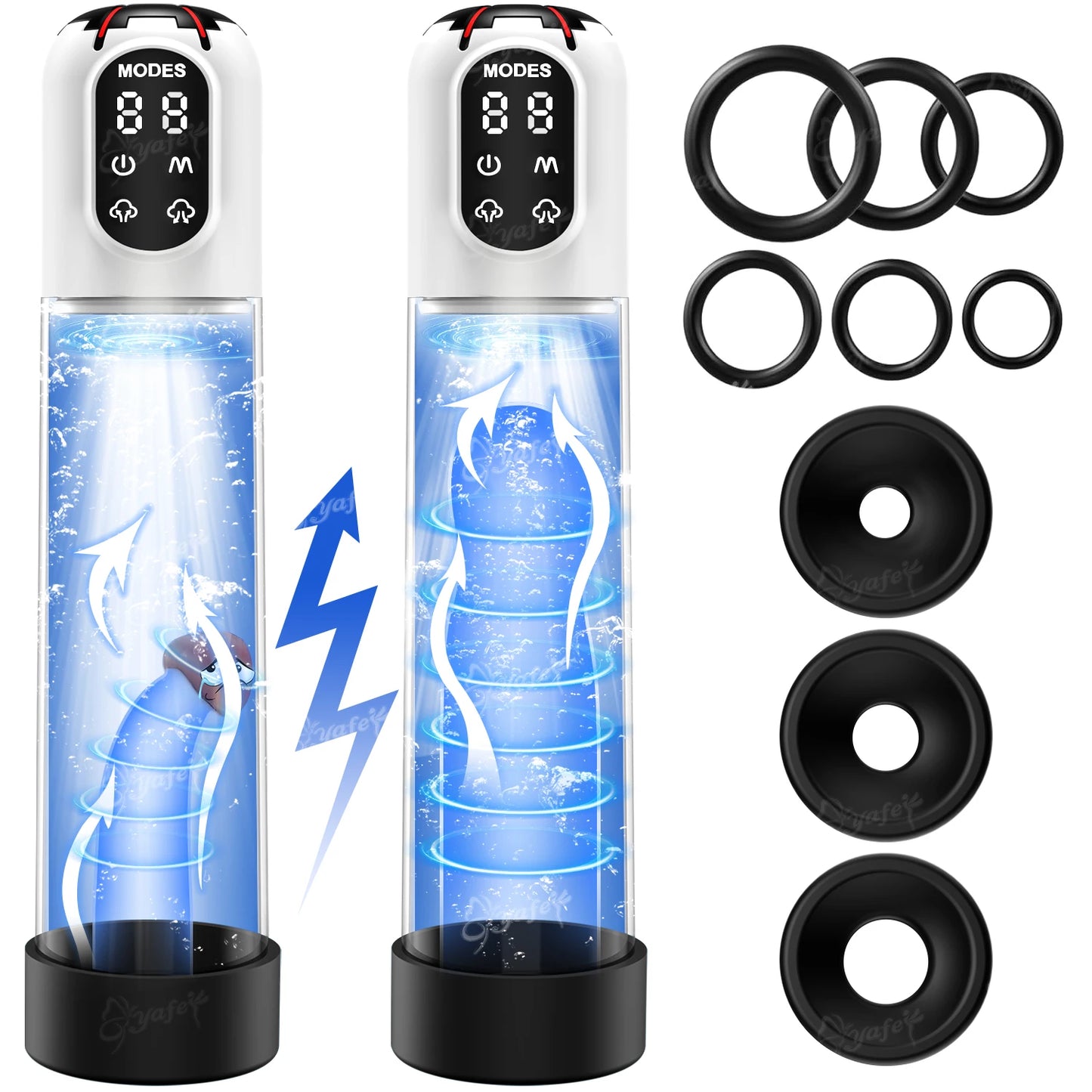 Electric Penis Pump Adult Sex Toys for Men Water Pump Penis Erectile Extender 4 Training 3 Suction Modes 6 Penis Ring 3 Sleeves