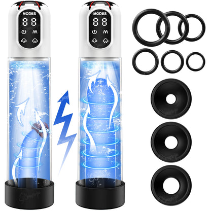 Electric Penis Pump Adult Sex Toys for Men Water Pump Penis Erectile Extender 4 Training 3 Suction Modes 6 Penis Ring 3 Sleeves