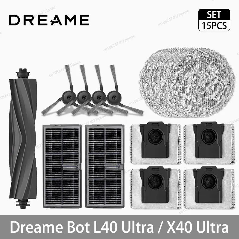 Dreame L40 Ultra / X40 Ultra Vacuum Cleaner Replacement Accessories Main Side Brush HEPA Filter Mop Cloths Dust Bag Spare Parts