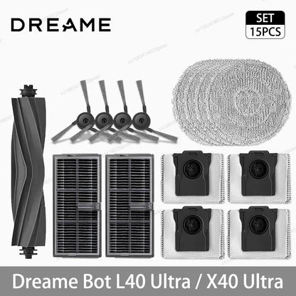 Dreame L40 Ultra / X40 Ultra Vacuum Cleaner Replacement Accessories Main Side Brush HEPA Filter Mop Cloths Dust Bag Spare Parts