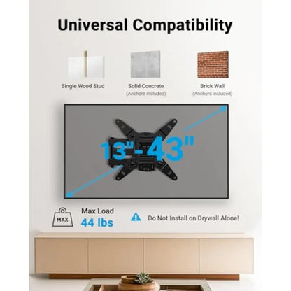 Full Motion Wall for Echo Show 21/15 and Flat Curved Screen s and Monitors, Max VESA 200x200mm up to 44lbs, Wall Bracket Rotati