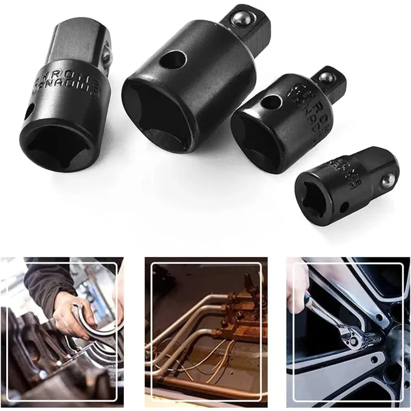 New 4PCS Impact Socket Adapter Reducer Set 1/2 3/8 1/4 inch Use Wrenches Drills in Auto and Impact Driver Construction Work