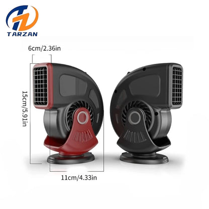 360°Rotate Protable Car Heater for Car Glasses Fogged Demister Defroster 12V 200W Dual Modes Winter Warmer Summer Cooling Fan