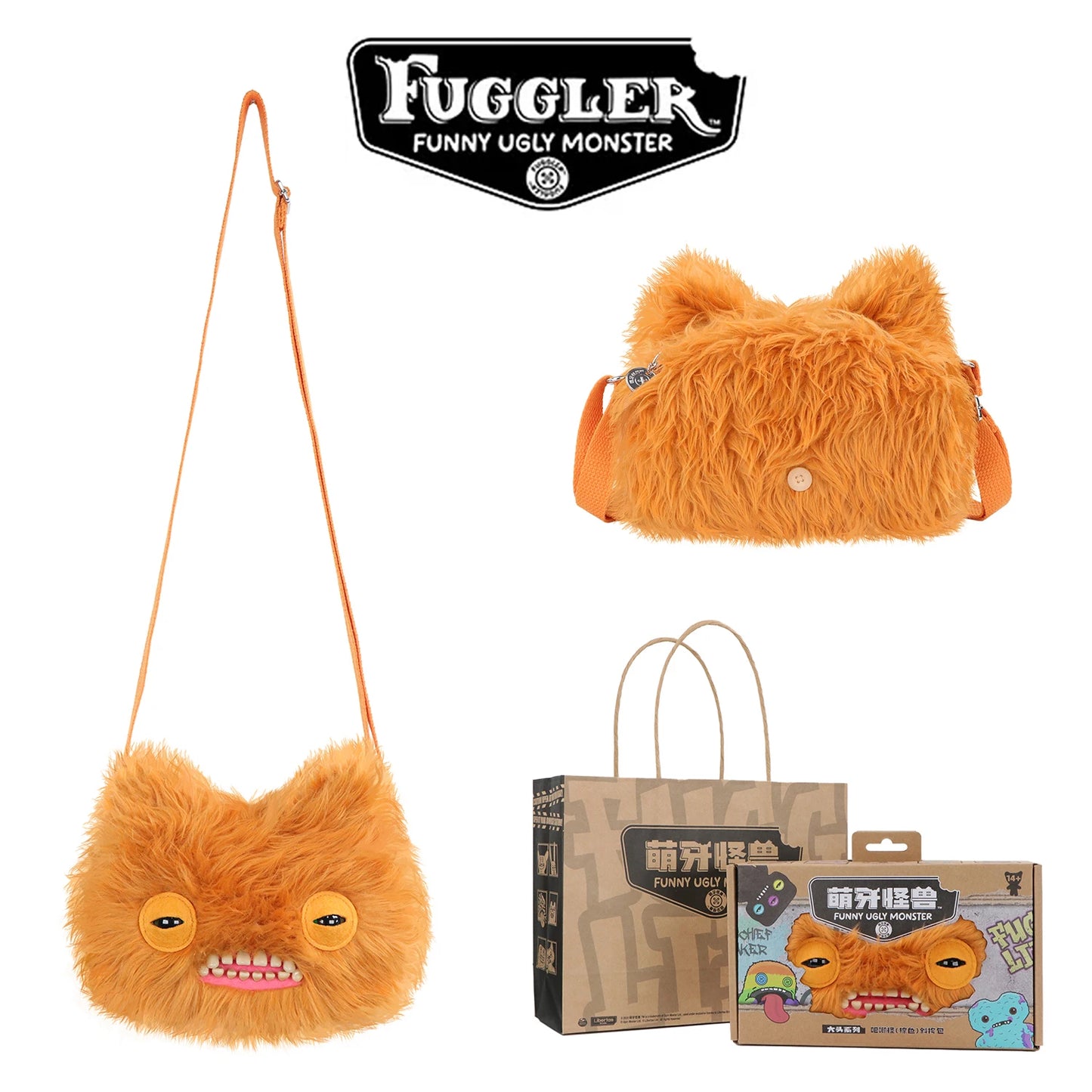 Fugglers Ugly Tooth Monster Fluffy Crossbody Bags Cute Fugg Plush Purse Shoulder Backpack Wallet Girls Boys Cartoon Animal 22CM
