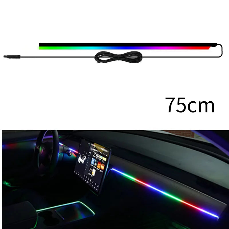 110cm 43.31" Car Sunroof Ambient Lights LED Skylight Symphony RGB Interior Acrylic Strips Decoration USB APP Remote Control