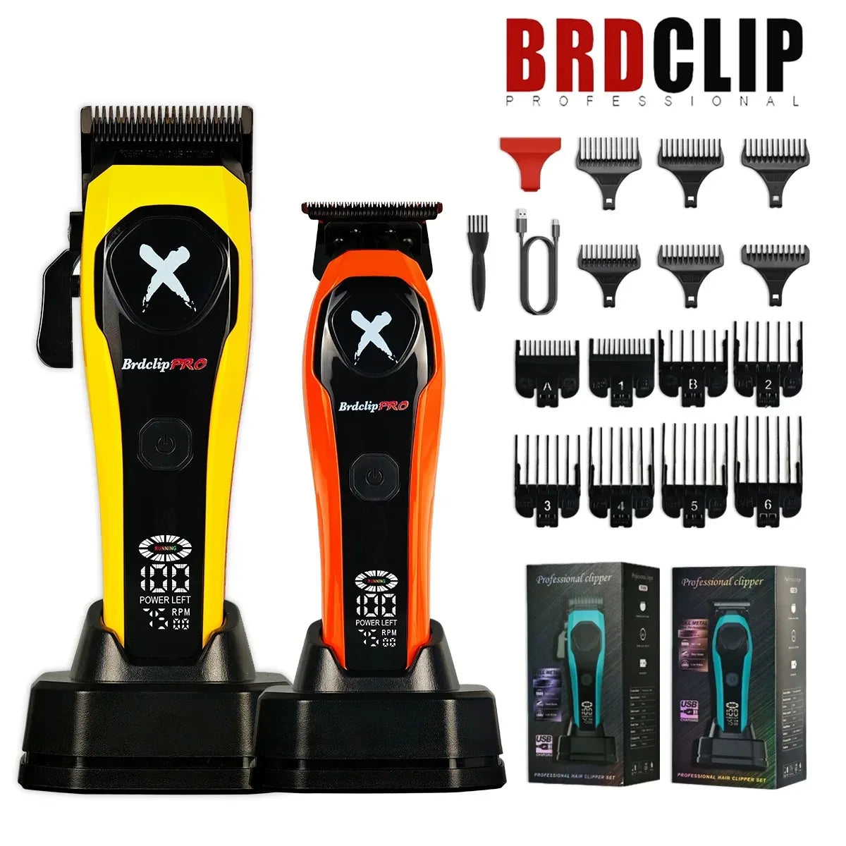 BRDCLIP 619 339 Hair Clippers Cordless Clippers Barber Electric DLC T-Blade Trimmer Portable Detail Trimmer LED Trimmer for Men