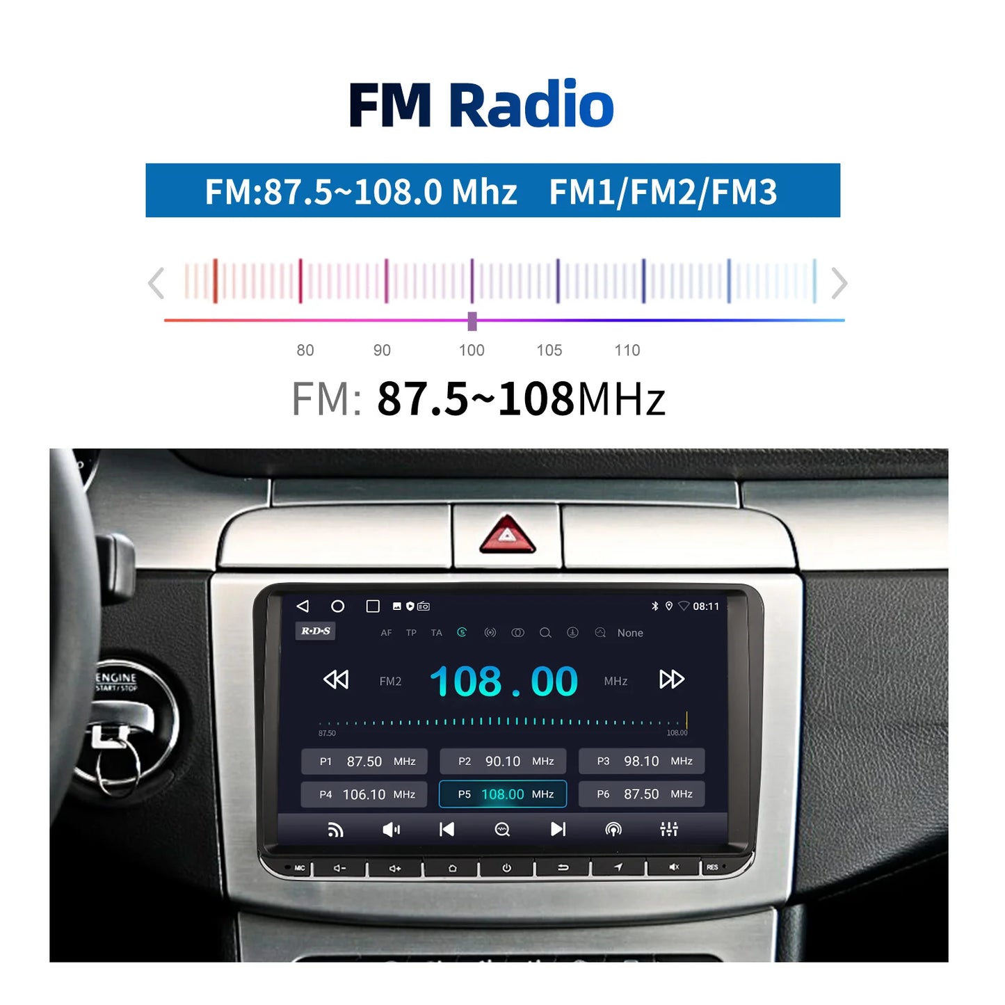 9" Android 15 4+64Gb for Vw Golf Mk5 Mk6 Passat Polo Touran Tiguan Caddy Car Stereo Radio Wifi Carplay Gps Navi Fm Bt+Dvr&Ahd