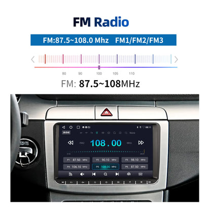 9" Android 15 4+64Gb for Vw Golf Mk5 Mk6 Passat Polo Touran Tiguan Caddy Car Stereo Radio Wifi Carplay Gps Navi Fm Bt+Dvr&Ahd